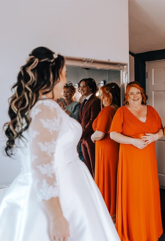 The big reveal with your bridesmaids