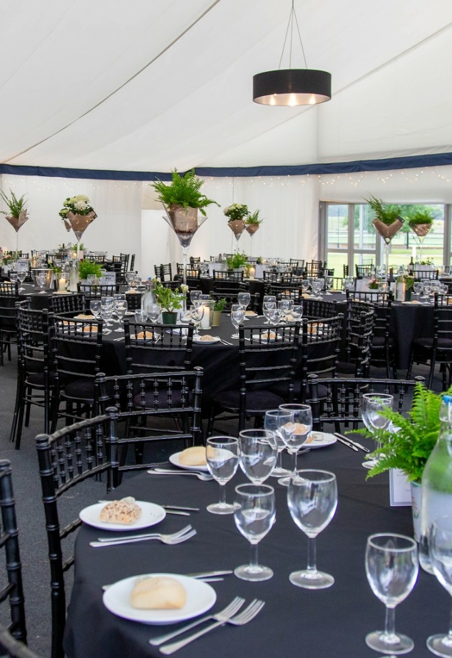 Marquees for 400 guests or more offering flexibility of decor and menu