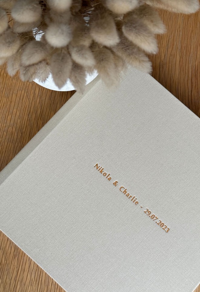 Inkifi Wedding Photo Album On Table With Foil Cover