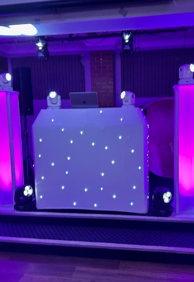 Wedding DJ white starlit booth