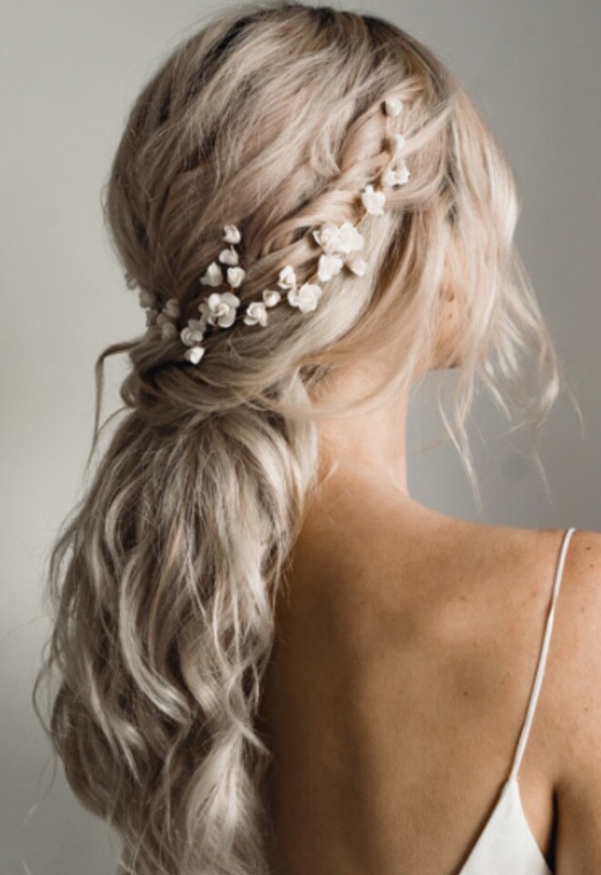 Textured bridal ponytail