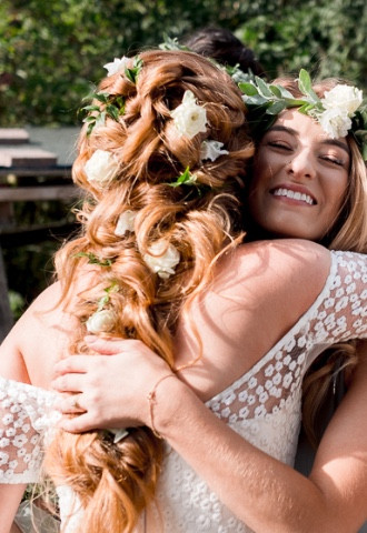 bridal mermaid hair style with flowers 