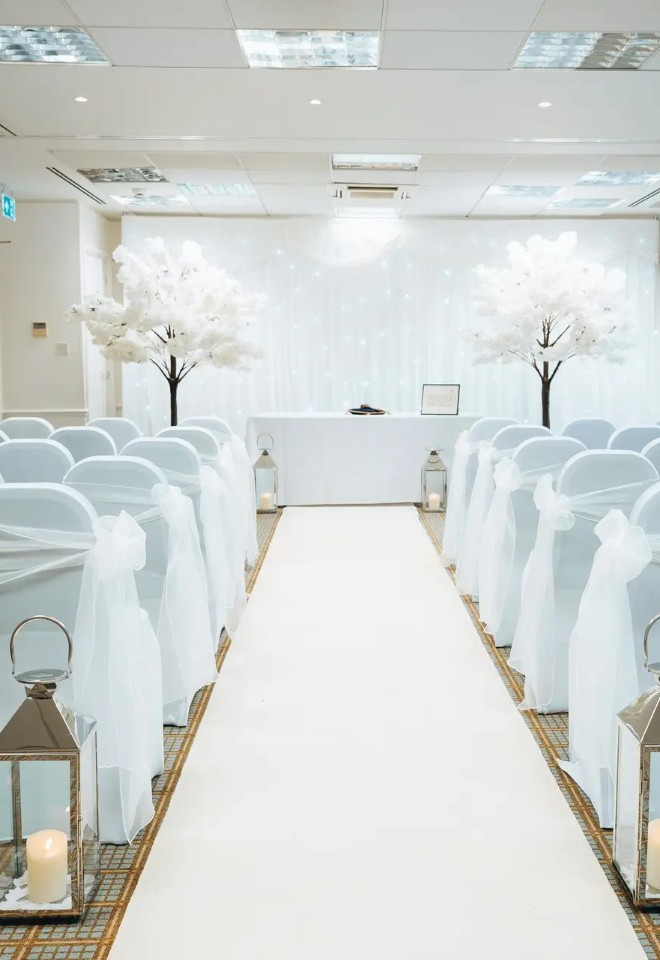 Wedding ceremony inside Holiday Inn Colchester