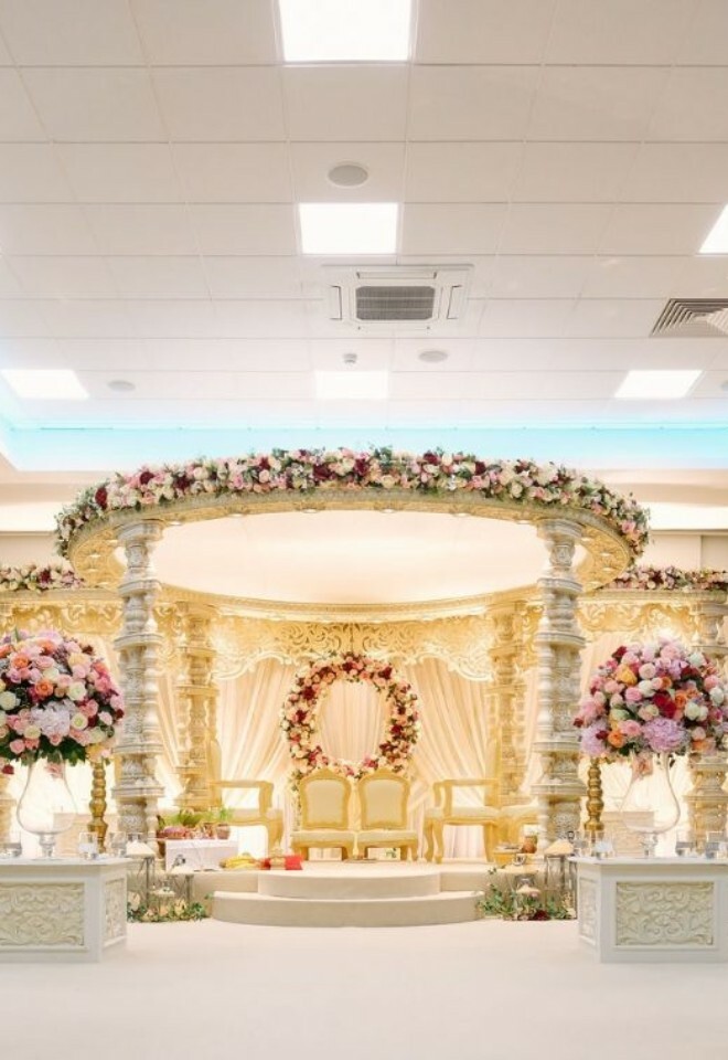 A Mandap set up in the Wokefield Suite in Wokefield Place.