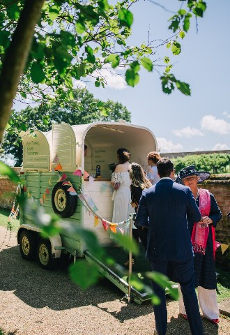 Horse box converted into serving hatch