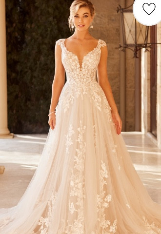 Beautiful romantic, lace wedding dress this can also be ordered in Ivory and nude by Sophia Tolli. Style name, Autumn.