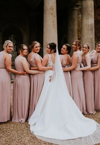 bride with bridesmaids photography