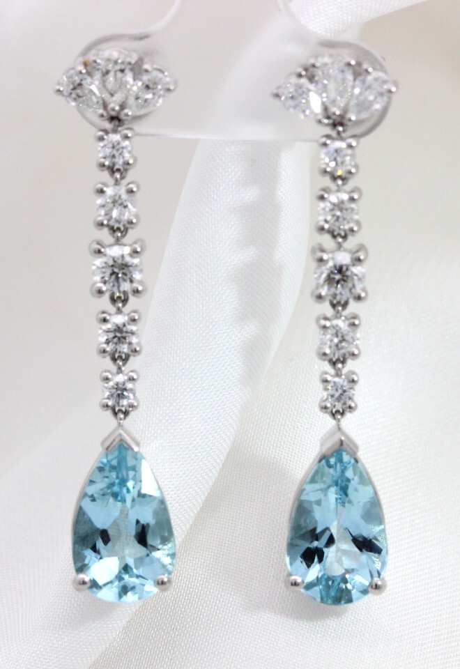 Holts Gems Bespoke Aquamarine And Diamond Earrings