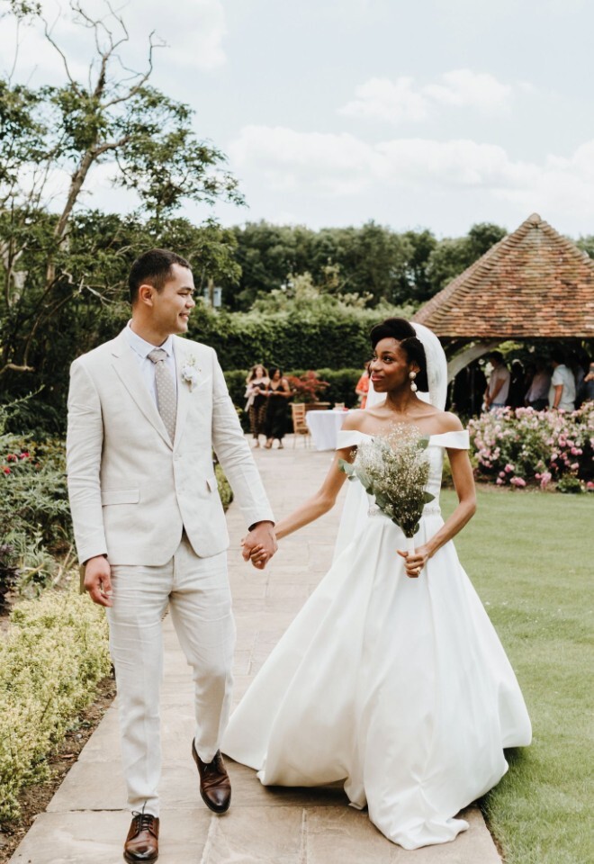 Couple at their Battel Hall Leeds Castle intimate wedding