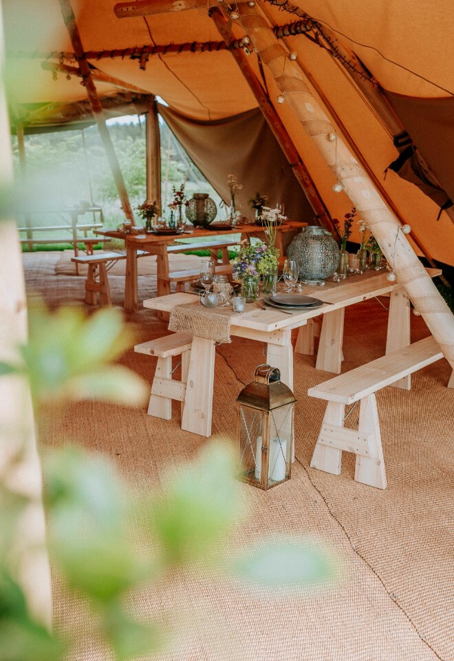 Wedding reception in the Tipi