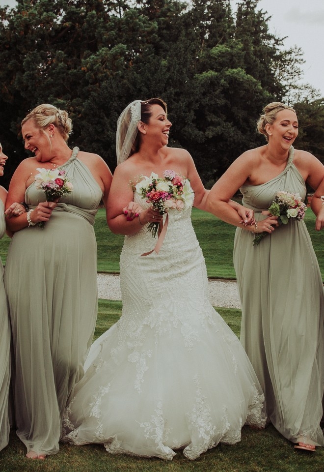 Bridal party on the back gardens
