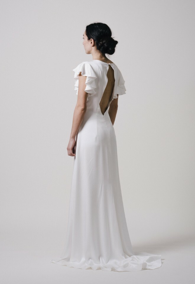 fitted wedding dress with short sleeves