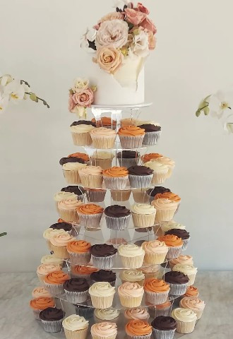 Boho Romance & Earth Tones - Top Tier with Cupcake Tower