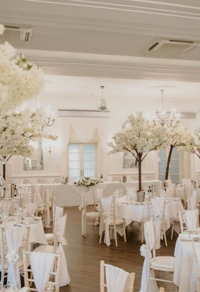 Ballroom set with blossom trees