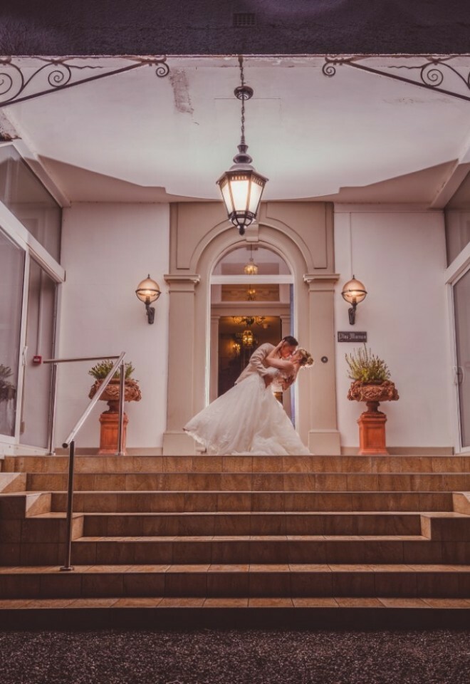 Couple outside venue