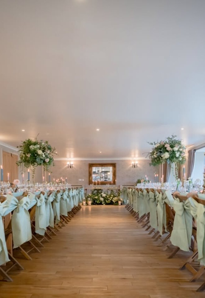 Tressel table wedding breakfast inside Tottington Manor