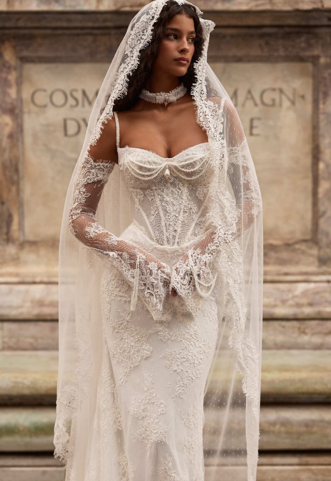 Botticella by Milla Nova with matching sleeves and veil 