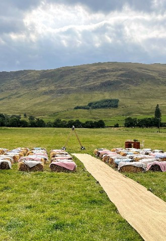 Ceremony held in our field with the Angus hills as the backdrop