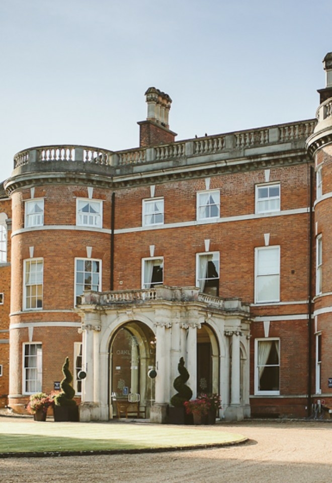 Oakley Hall Hotel exterior - grand Georgian manor nestled in the countryside