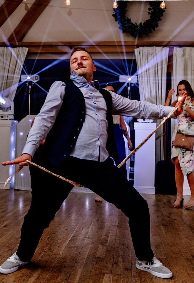 Funny wedding guest dancing