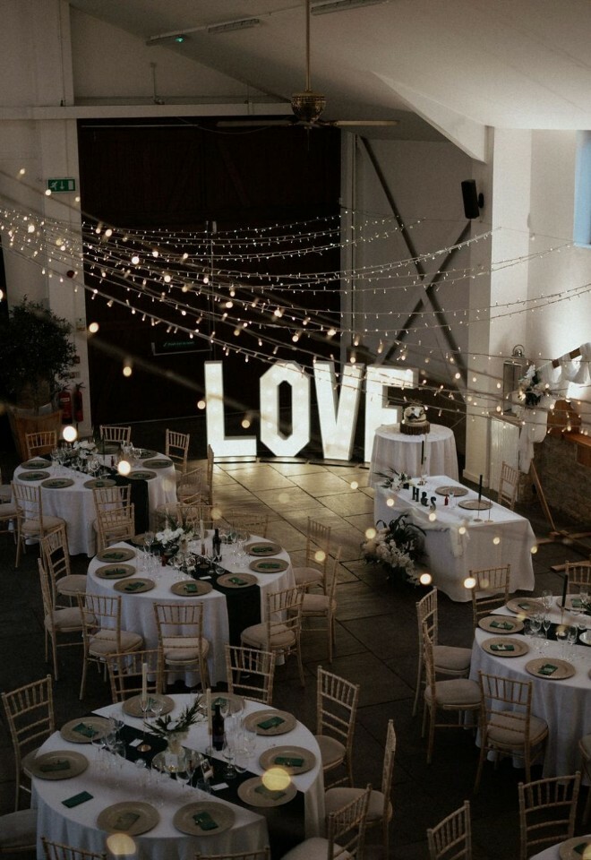 Through the string lights