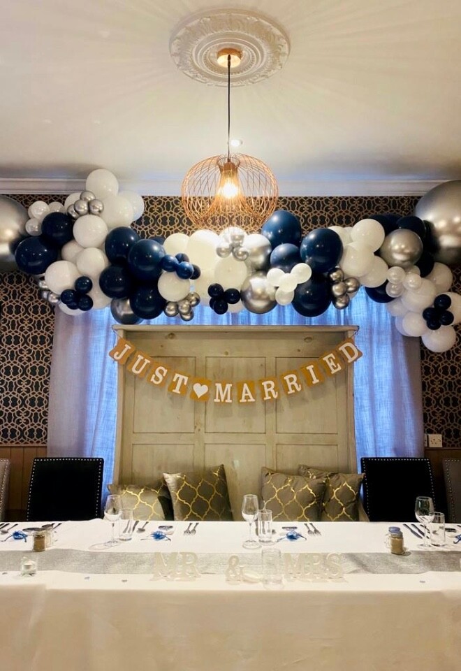 Just married reception balloons