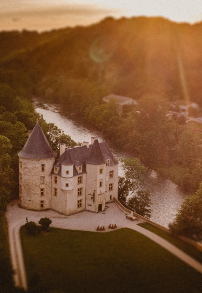 aerial view of Chateau de Saint Martory in France, wedding venue