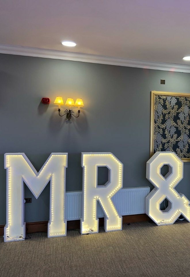 Giant letters Mr & Mrs for hire, weddings & events Suffolk & Essex