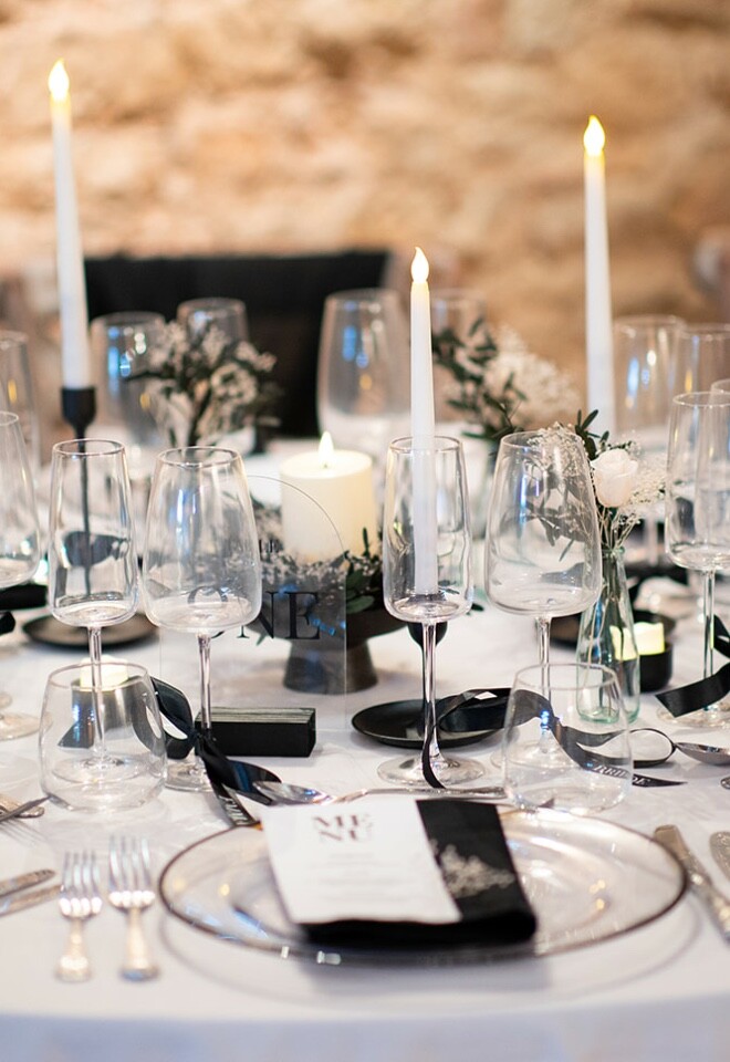 AJ Events Monochrome table decor
