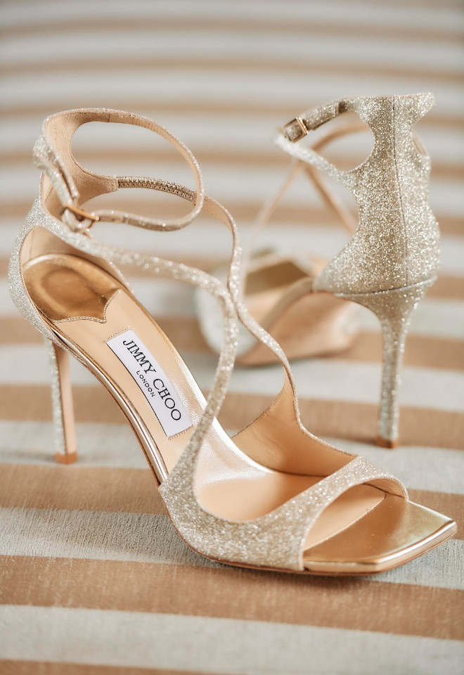 Jimmy Choo shoes at Ballingdon Hall wedding with Sophie Alice events