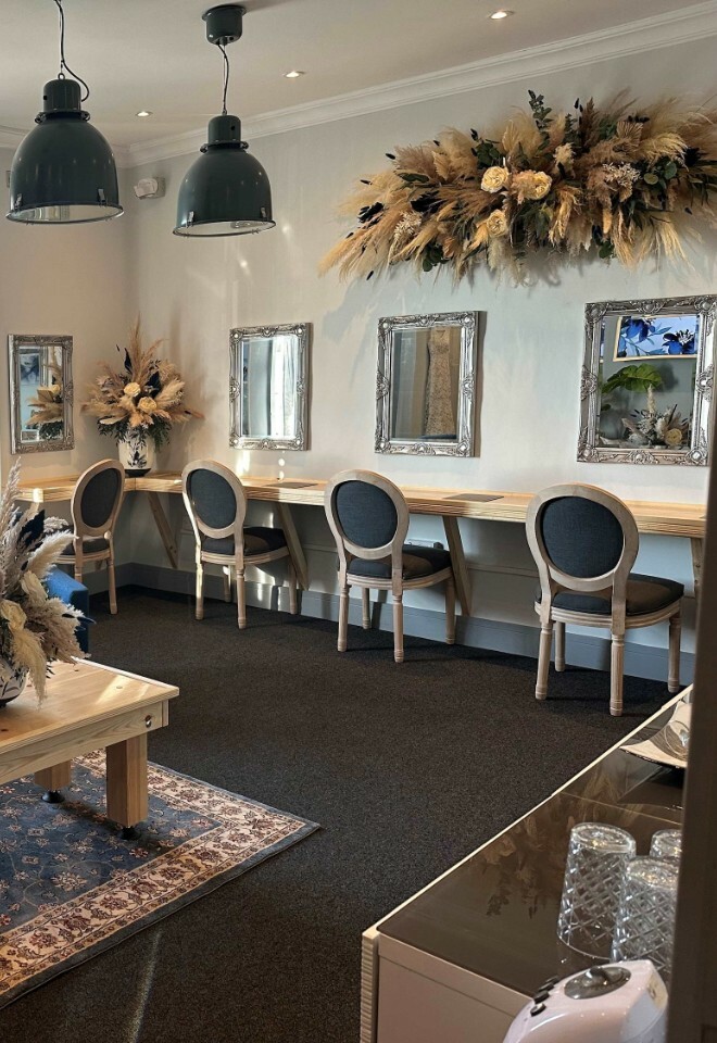 Blue room - getting ready space at Edenwood Place