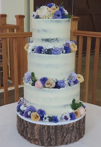 Semi-Naked Wedding Cake with Edible Flowers