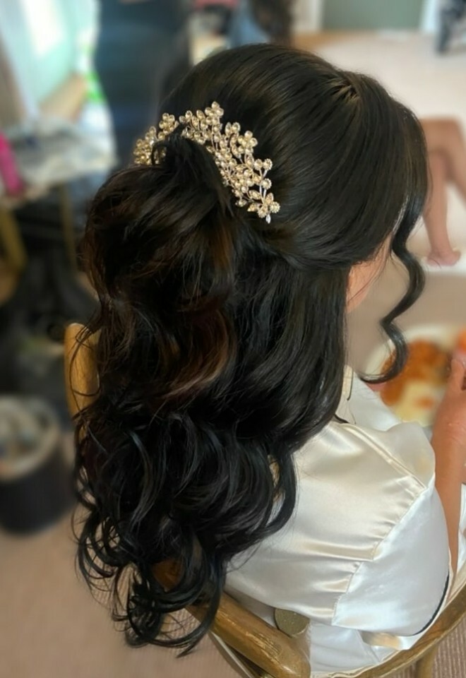Gorgeous long curls for bride at Stanton House Hotel, Wiltshire by Holly Andersen
