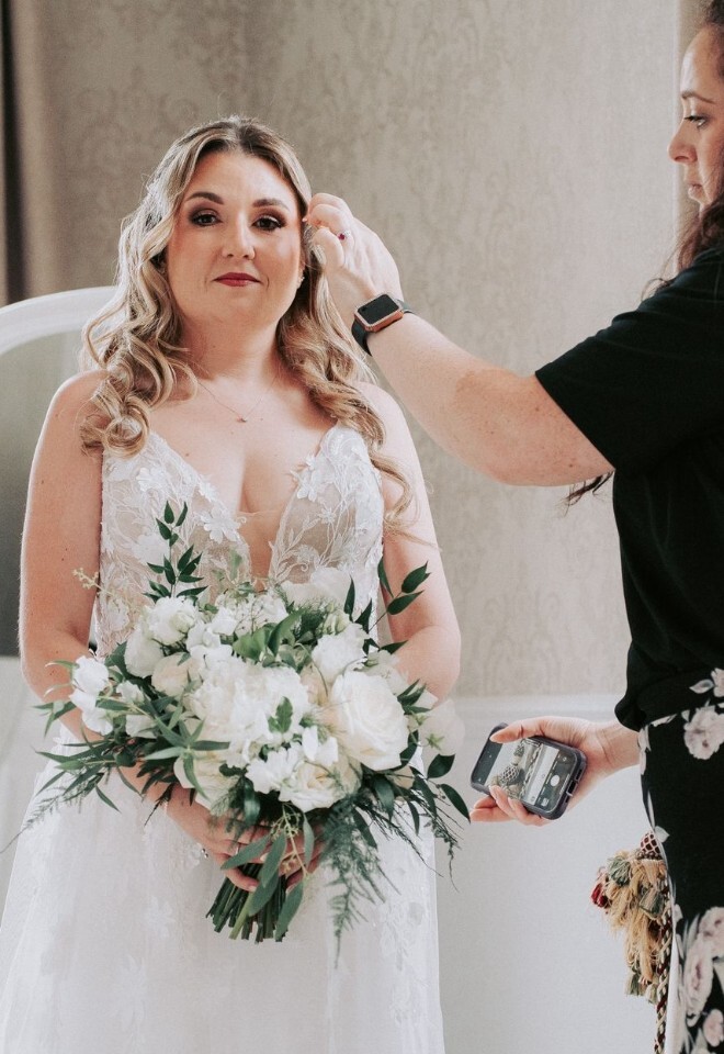 Bridal touchups before you walk down the isle