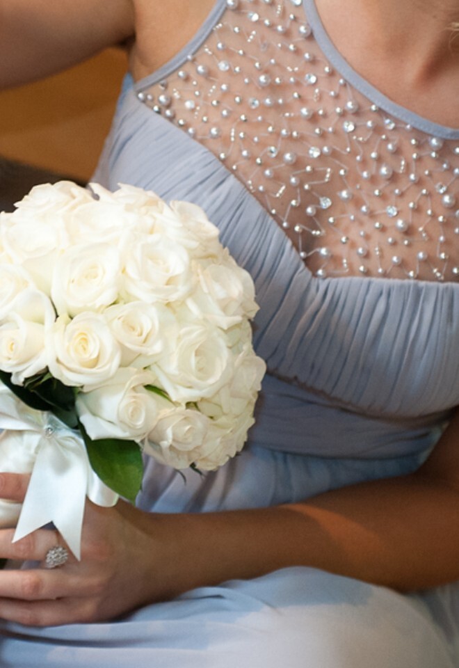 White Neat handtied Bouquet of Akito Roses - Rox N Roses