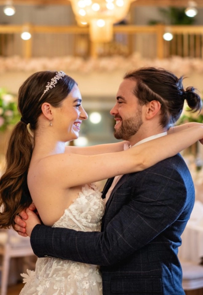 bride & groom in the barn at The Manor Greasby, Wirral