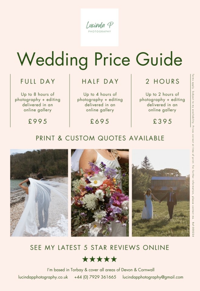 Price Card (Side 2) for Lucinda P Photography (Published 2024)