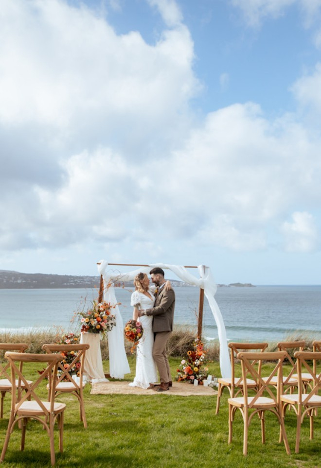 Outdoor Wedding Ceremony at Beachside St Ives Cornwall