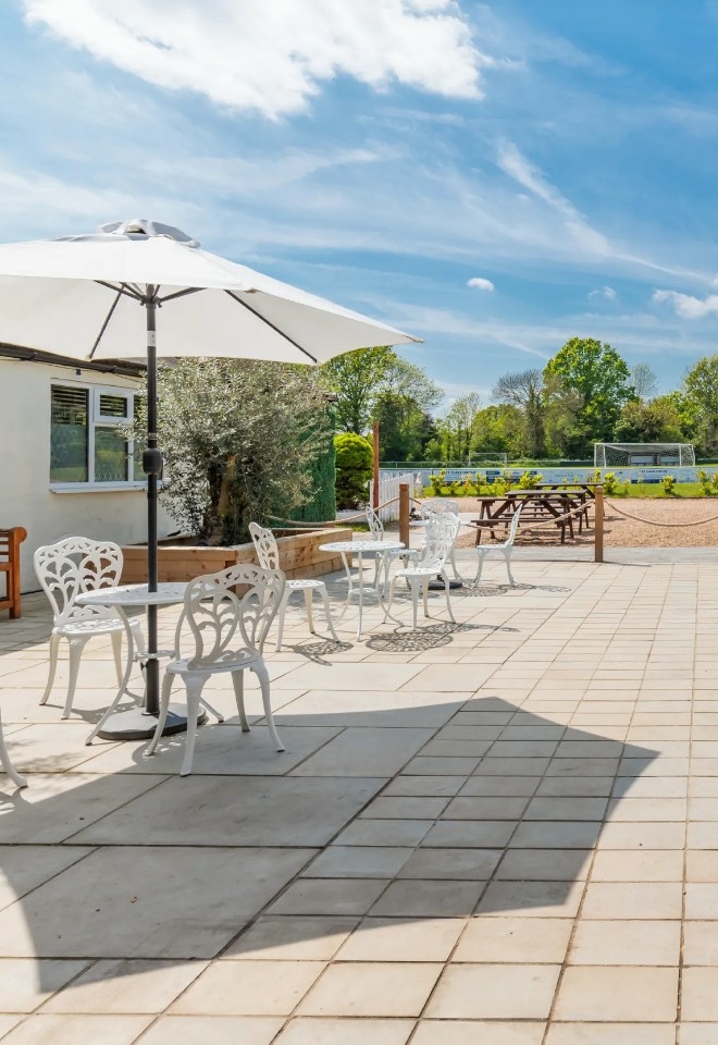 The Olive Terrace patio at The Oaks