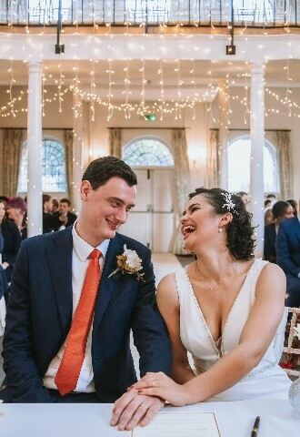 Wedding Ceremony with Bride and Groom at Kings Chapel Wedding Venue in Amersham Buckinghamshire