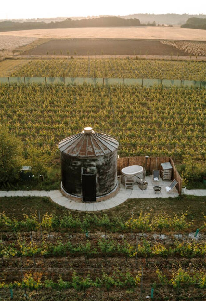Grain Silo Glamping Accommodation in Vineyard
