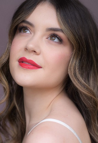 Modern bridal look red lip and simple eye makeup look