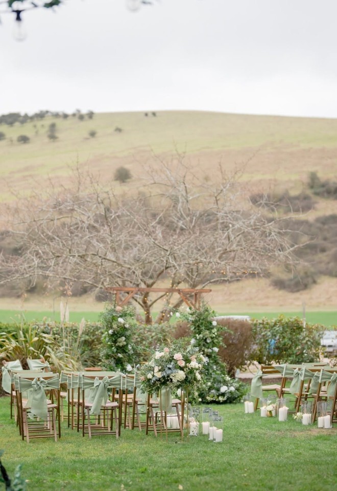 Wedding ceremony setting outdoors at Tottington Manor