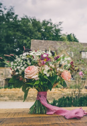 Bridal bouquet outside the venue