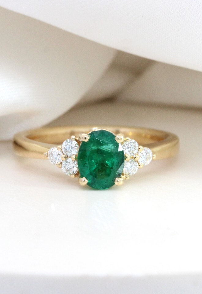 Holts Gems Bespoke Emerald and Diamond Trilogy Engagement Ring