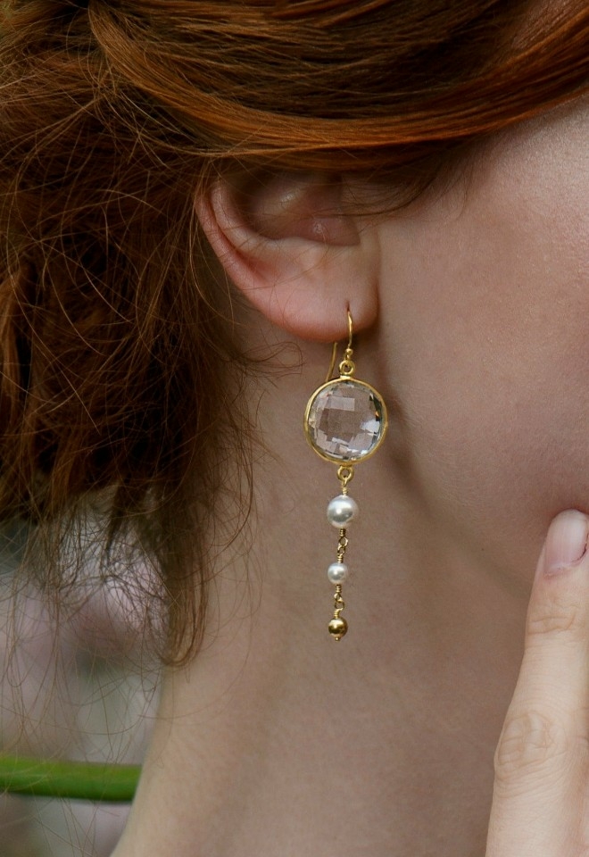 Pearl and crystal bridal earrings