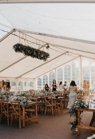 Inside marquee at The Stables Wedding Farm Greater Manchester