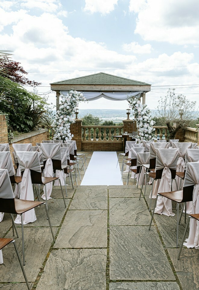 Outdoor wedding ceremony on the terrace