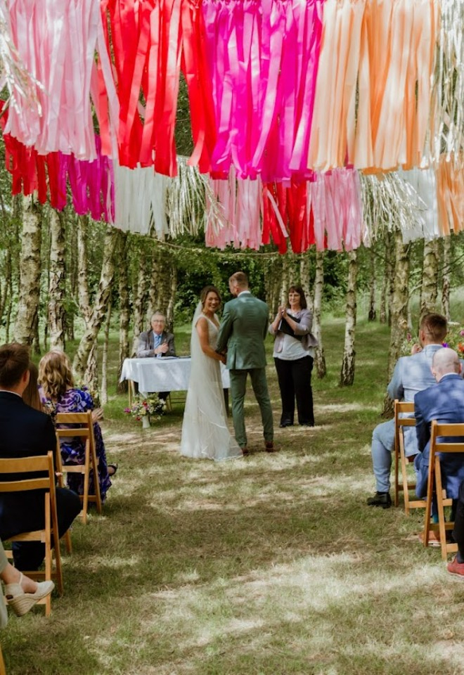 outdoor wedding ceremony at Higher Holcombe 