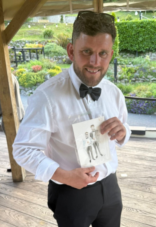 GUESTS RECEIVE THEIR ILLUSTRATION ON THE WEDDING DAY